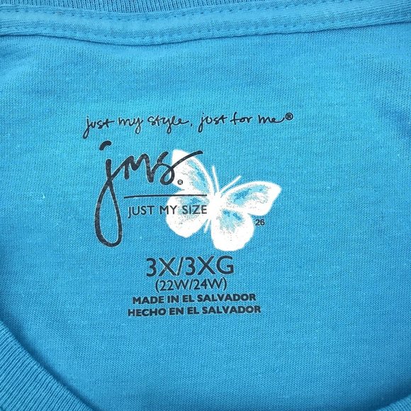 Just My Size Womens Blue Short Sleeve Crewneck T-Shirt 3X 22W/24W - Picture 3 of 4